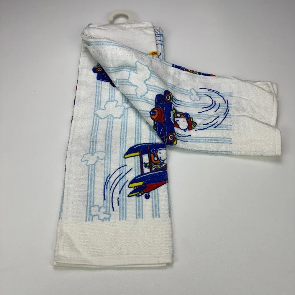 Peanuts Snoopy Charlie Brown 2pc Bath Towel Washcloth Set JCPenney White Aviator